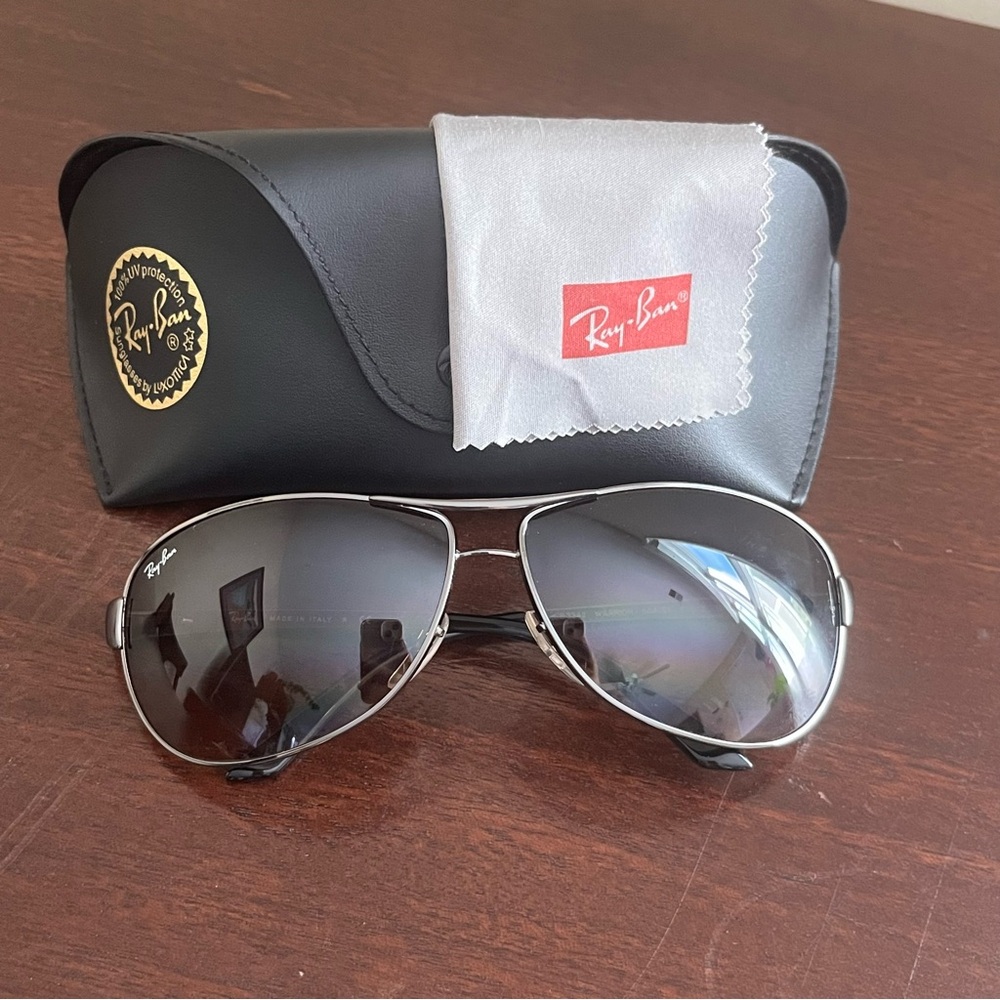 Ray-Ban Warrior RB 3342 Gunmetal Polarized Flex Hinge Aviator Sunglasses